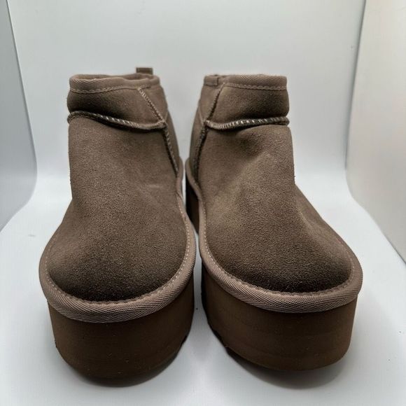 CUSHIONAIRE Women's Genuine Suede pull on platform boot +Memory Foam 8.5 TAUPE - Picture 2 of 7